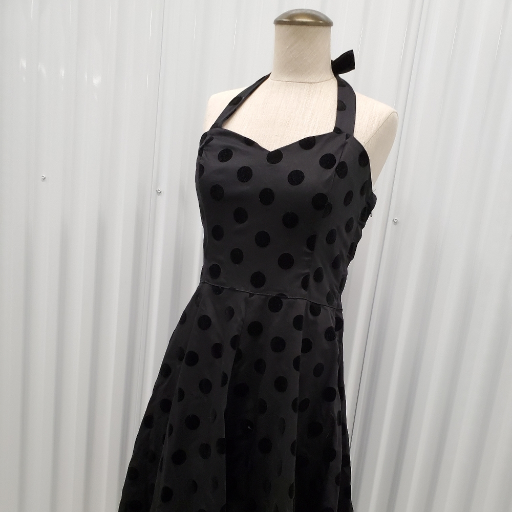 Black Polka Dot Flocked Dress